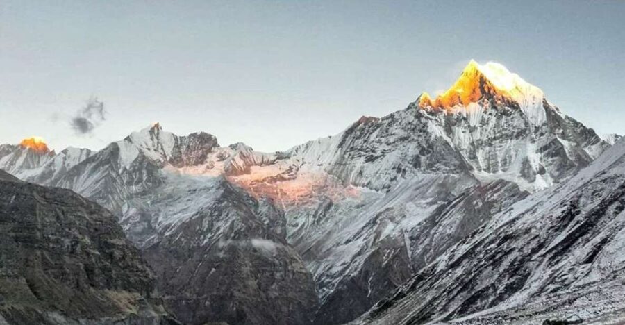 Annapurna Base Camp Heli Tour - The flight out of Pokhara: valleys, trail, and the approach to the massif