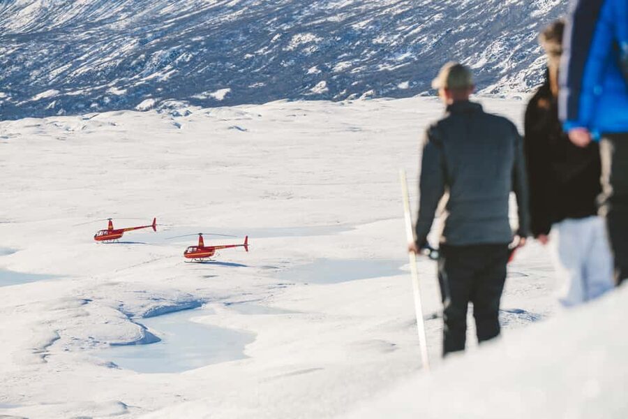 From Palmer: Knik Glacier Helicopter Tour - What you can expect to see: waterfalls, iceberg lakes, and winter light