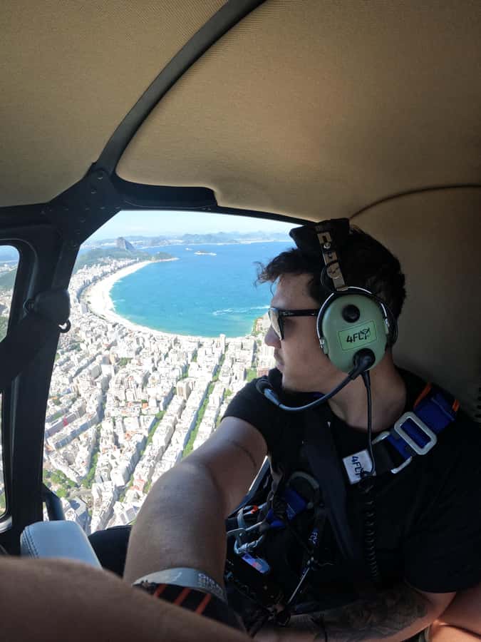 Helicopter flight no doors in Rio de Janeiro - Christ the Redeemer: How the Shoe Selfie Moment Works