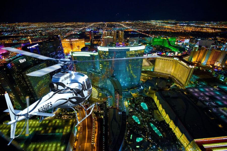 Las Vegas: Nighttime Helicopter Flight over the Strip - Inside the Helicopter: Air-Conditioned Comfort and Real Sightlines