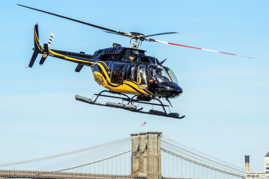 New York City: Manhattan Helicopter Tour - The Hudson and the Broadway-night effect