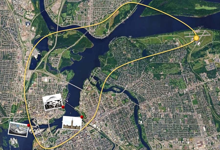 Ottawa: Panoramic helicopter flight (Gatineau Park + downtown) - Meech Lake, the Ottawa River, and Lake Champlain views