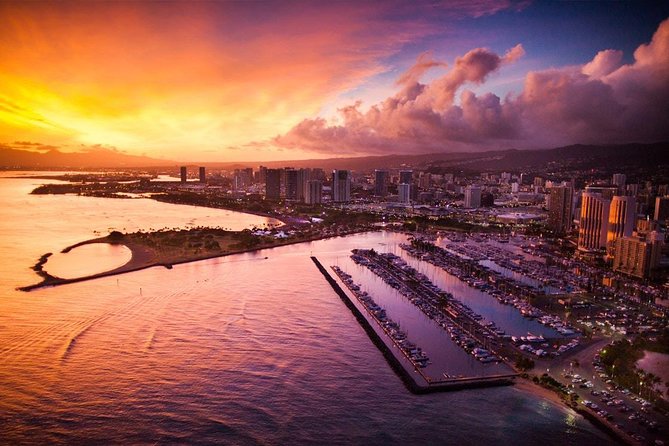 Waikiki Sunset - 50 Min Helicopter Tour - Doors Off or On - Diamond Head to Pearl Harbor: the moment that sells the whole tour